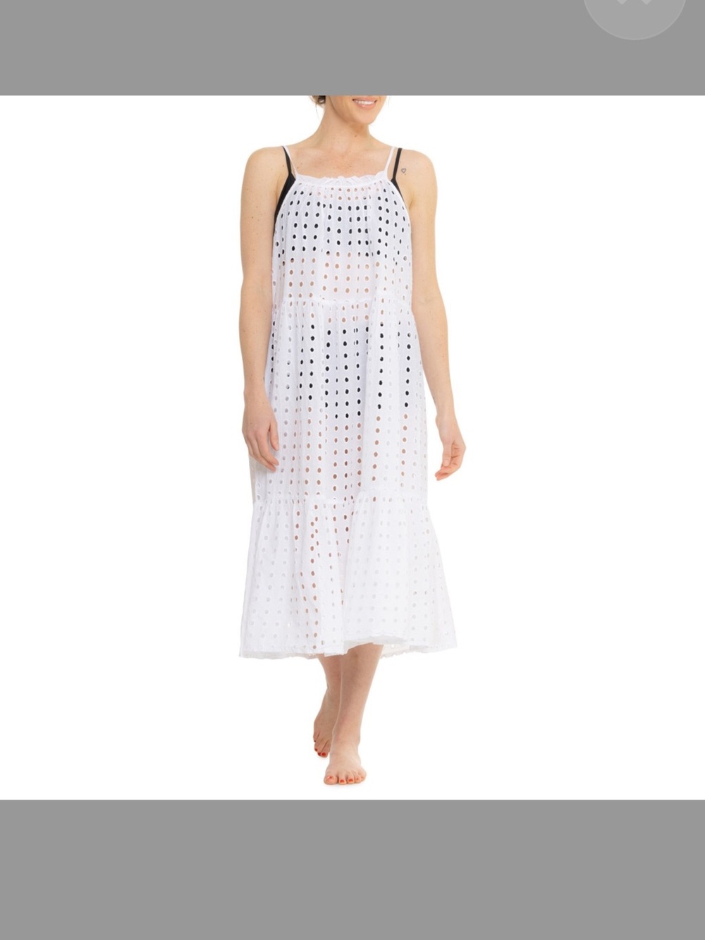 Women's White Eyelet Midi Cover-Up Dress